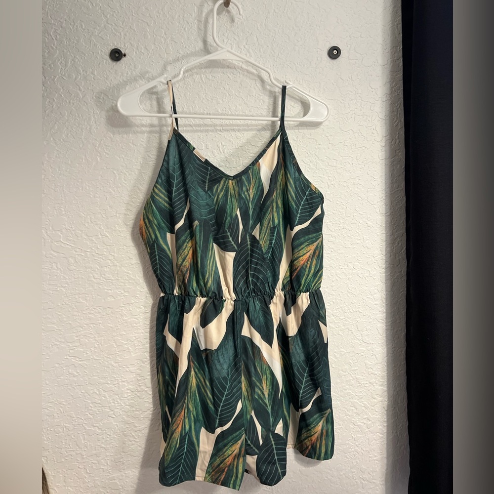 Palm leaf romper with shorts
